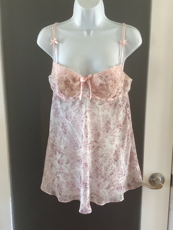La SENZA Other - La SENZA Pink Floral Lace Chemise with Bow Accents